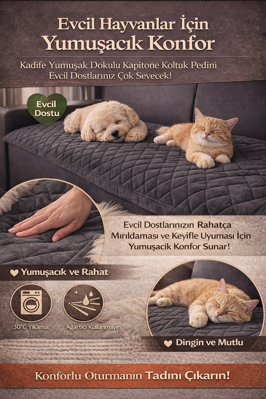 PetPad™ Kapitone Koltuk Koruyucu